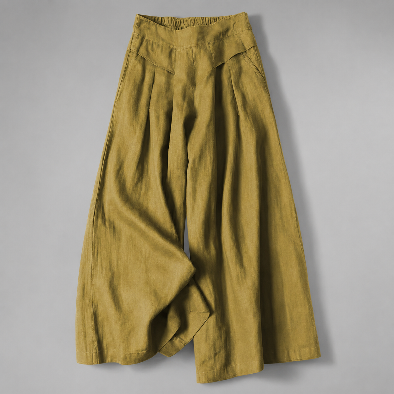 Women's Cotton Linen Wide Leg Pants – High Waist with Pockets