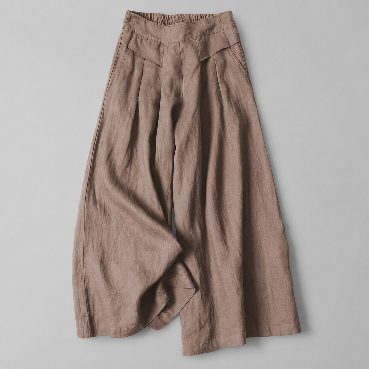 Women's Cotton Linen Wide Leg Pants – High Waist with Pockets