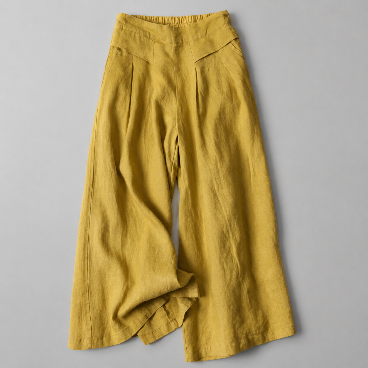 Women's Cotton Linen Wide Leg Pants – High Waist with Pockets