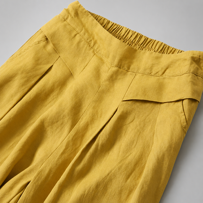 Women's Cotton Linen Wide Leg Pants – High Waist with Pockets