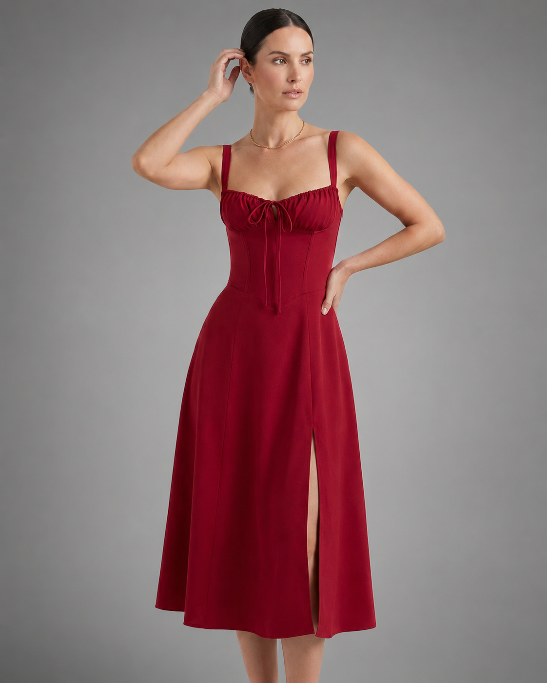 Women's Lightweight Midi Summer Dress – Sweetheart Neckline, Sleeveless