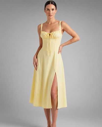 Women's Lightweight Midi Summer Dress – Sweetheart Neckline, Sleeveless