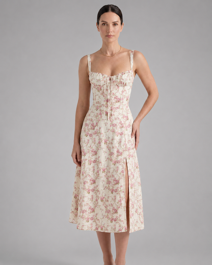 Women's Lightweight Midi Summer Dress – Sweetheart Neckline, Sleeveless