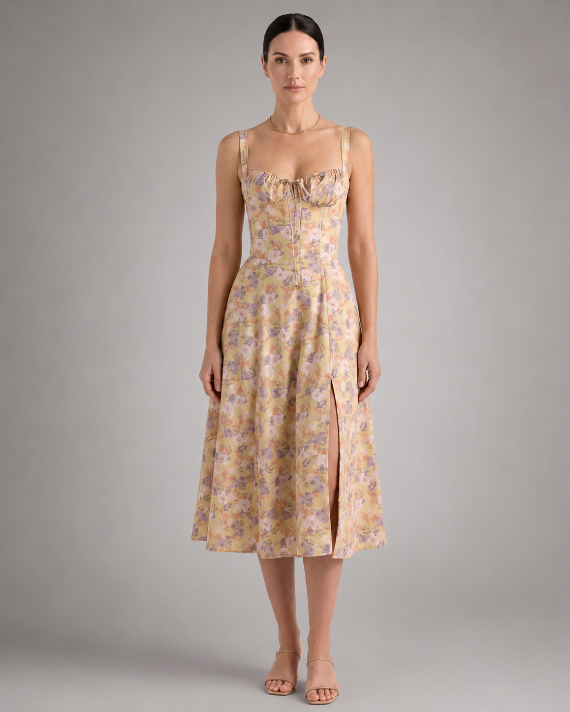 Women's Lightweight Midi Summer Dress – Sweetheart Neckline, Sleeveless
