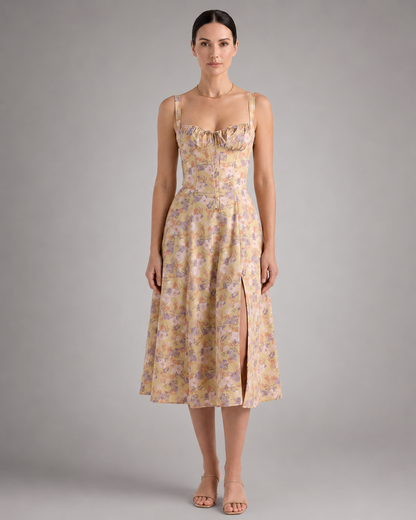 Women's Lightweight Midi Summer Dress – Sweetheart Neckline, Sleeveless
