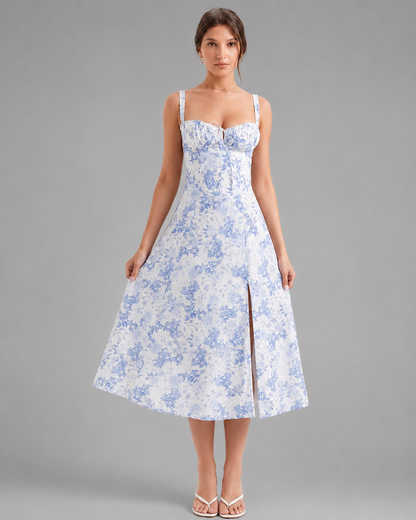 Women's Lightweight Midi Summer Dress – Sweetheart Neckline, Sleeveless
