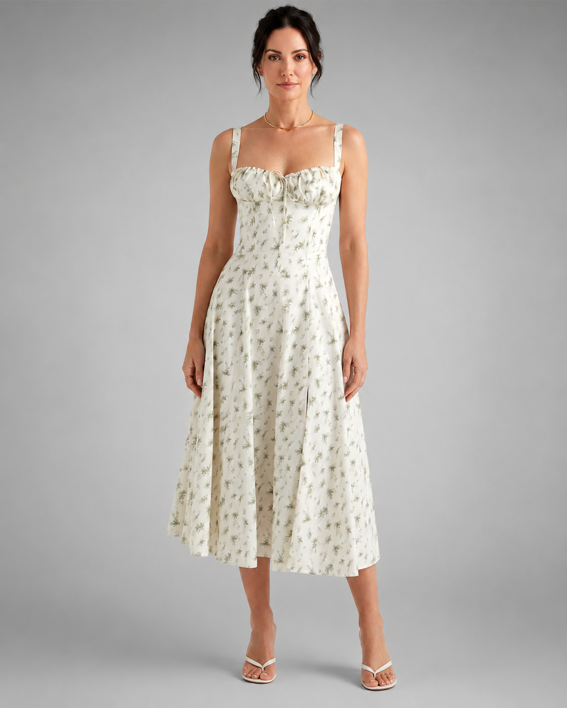 Women's Lightweight Midi Summer Dress – Sweetheart Neckline, Sleeveless