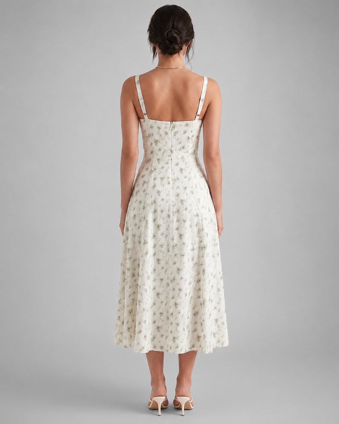 Women's Lightweight Midi Summer Dress – Sweetheart Neckline, Sleeveless