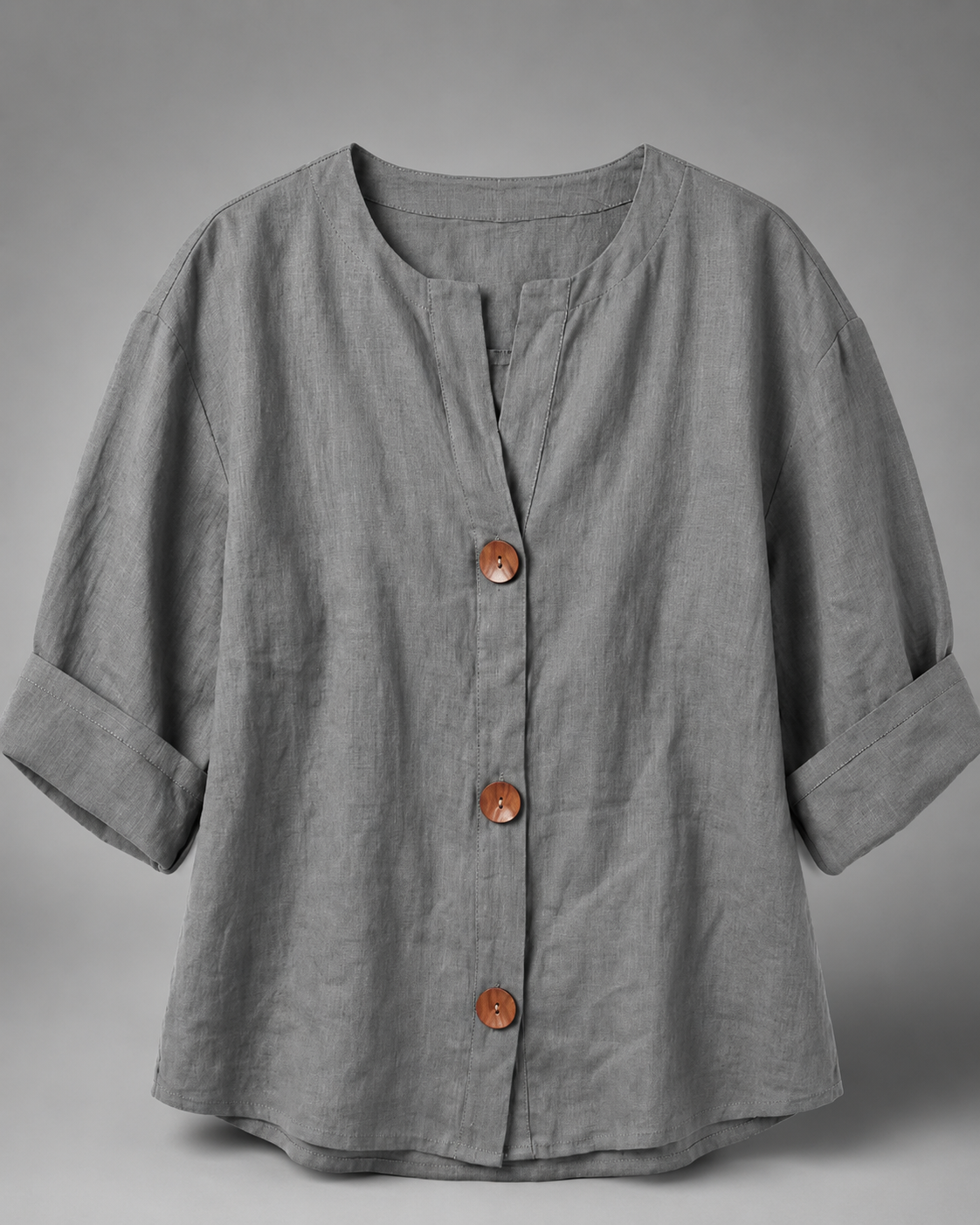 Women's Lightweight Blouse – Split Neck with 3/4 Sleeves – Relaxed Fit