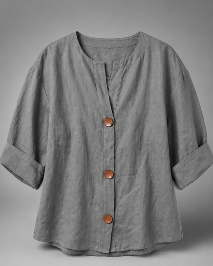 Women's Lightweight Blouse – Split Neck with 3/4 Sleeves – Relaxed Fit