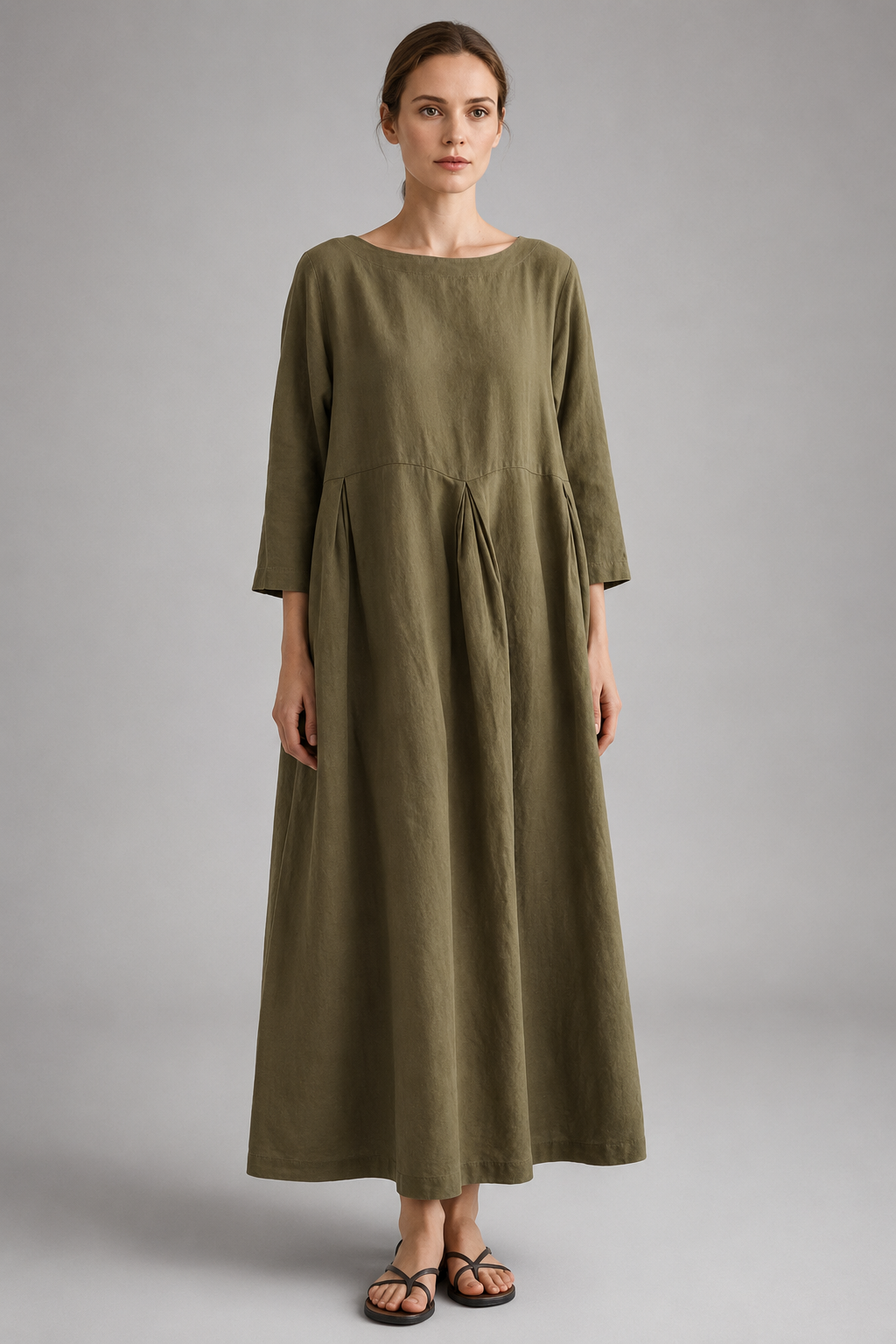 Women's Lightweight Maxi Summer Dress – Long Sleeves, Relaxed Fit
