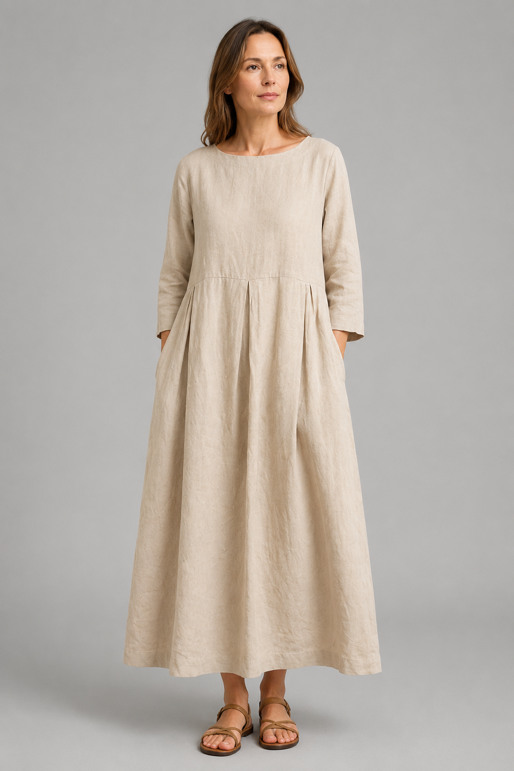 Women's Lightweight Maxi Summer Dress – Long Sleeves, Relaxed Fit