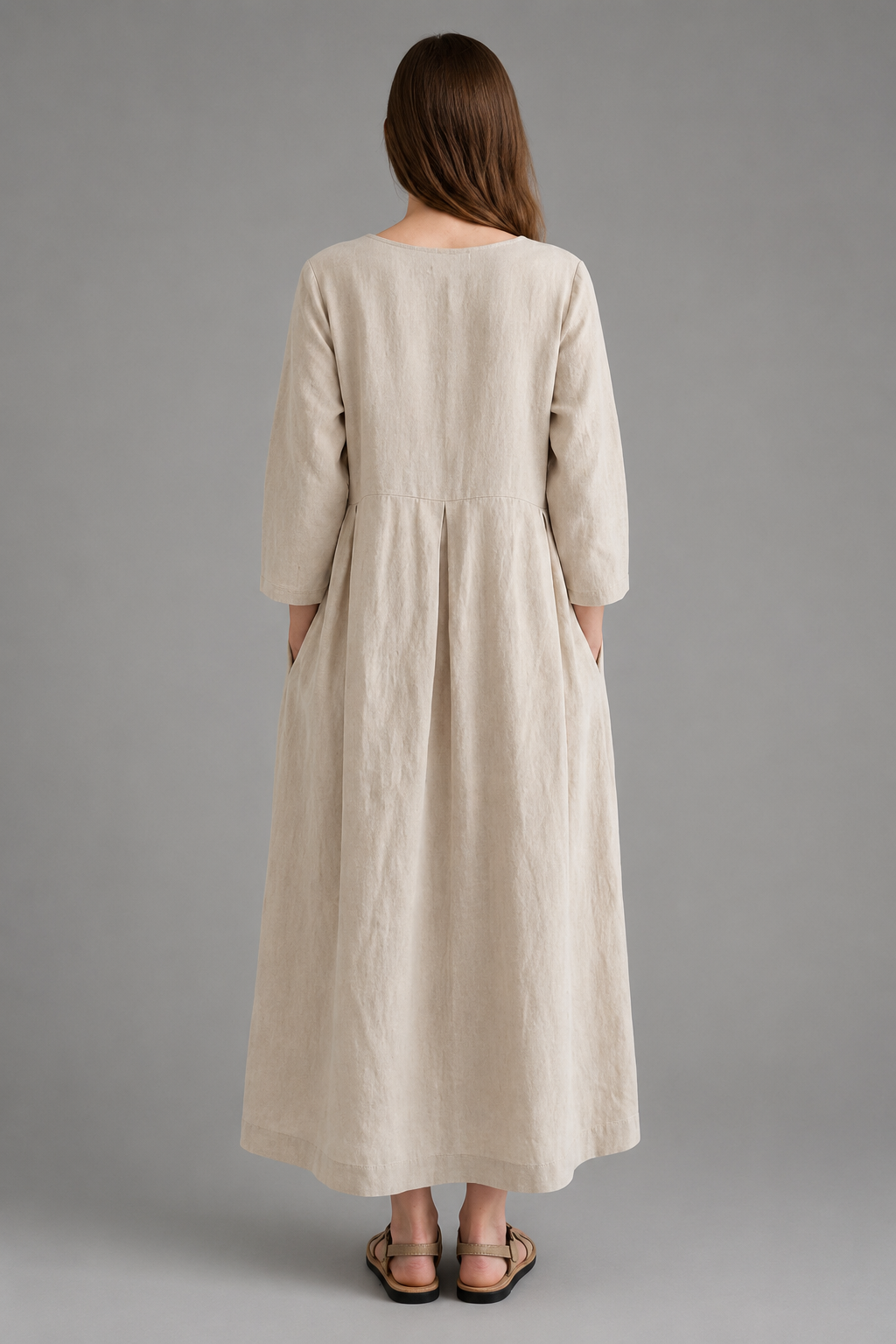 Women's Lightweight Maxi Summer Dress – Long Sleeves, Relaxed Fit