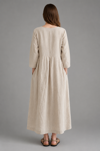 Women's Lightweight Maxi Summer Dress – Long Sleeves, Relaxed Fit