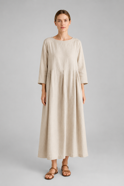 Women's Lightweight Maxi Summer Dress – Long Sleeves, Relaxed Fit