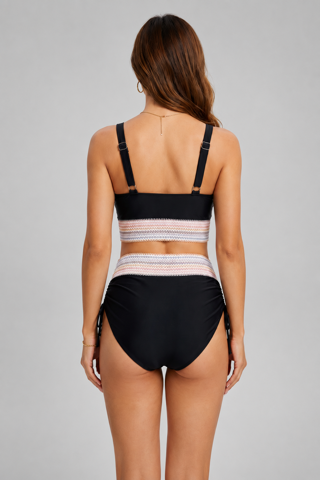Women's Tummy Control Two-Piece Swimwear – Deep V-Neckline, Adjustable Wide Straps