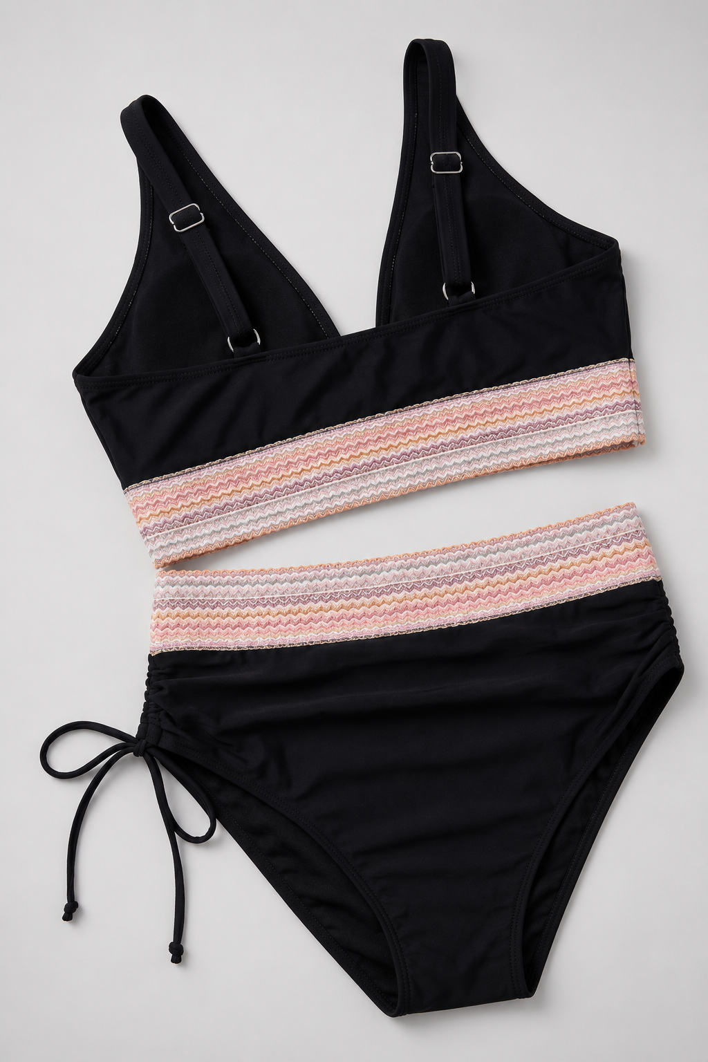 Women's Tummy Control Two-Piece Swimwear – Deep V-Neckline, Adjustable Wide Straps