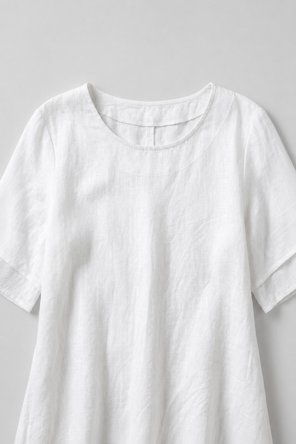 Linen Look Midi Dress | Women's Summer Dresses with Double-Layer Hem | Relaxed Fit for Effortless Elegance 5