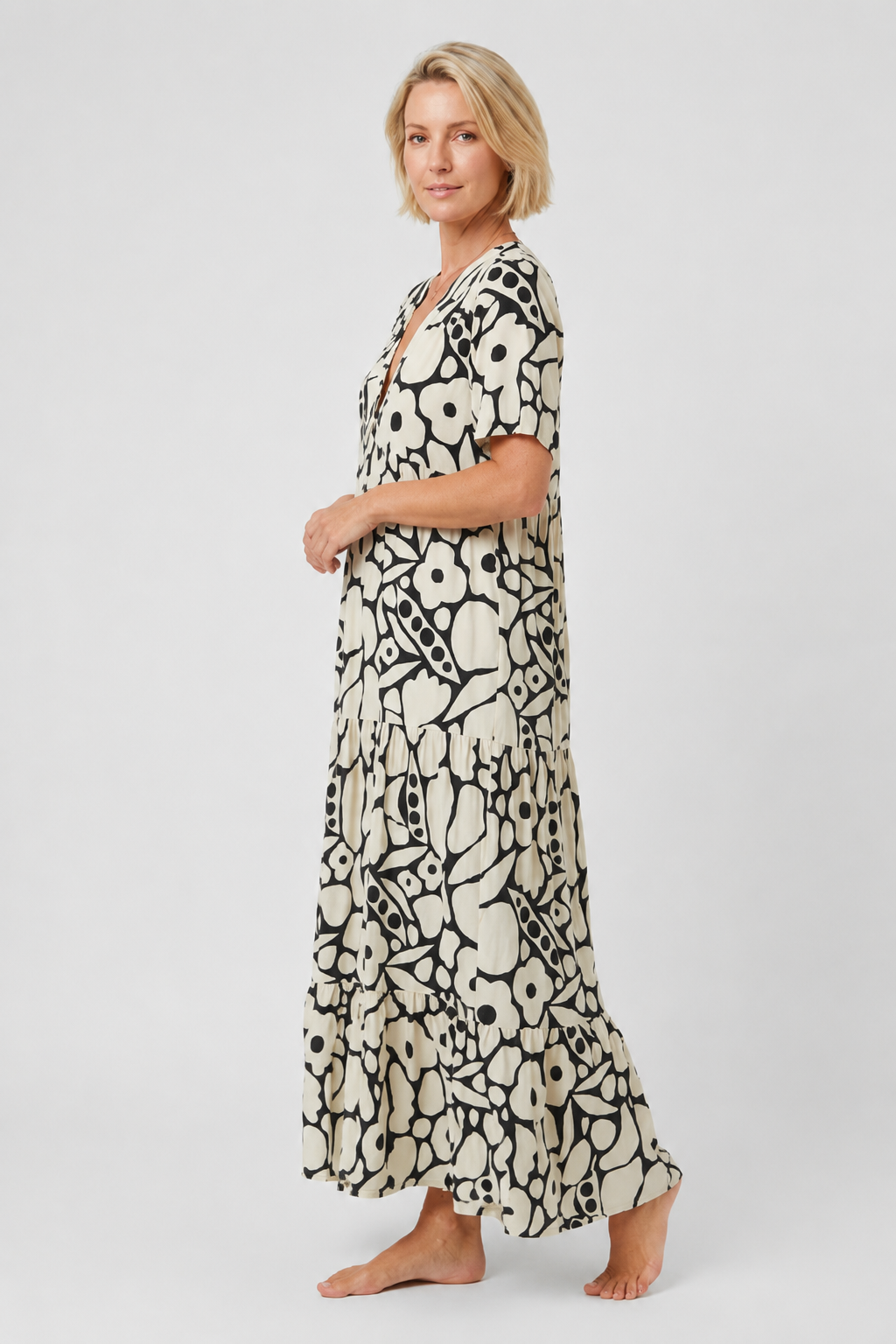 Womens Dress Collection | Printed Midi Summer Dress with V-Neck Design | Relaxed Fit for All-Day Comfort 7