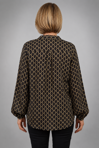 Geo Chic | Women's Blouse with Flattering V Neck | Lightweight & Relaxed Fit for Everyday Elegance 6