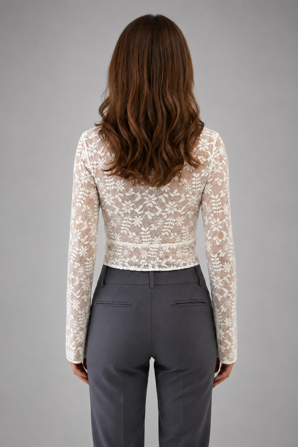 Elegant Lace Women's Top with Deep V Neck & Long Sleeves for Night Out 5
