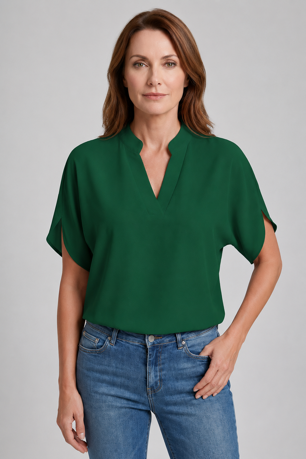 Elegant Summer Tops for Women | Lightweight White Blouse with V Neck & Short Sleeves for Effortless Style 6