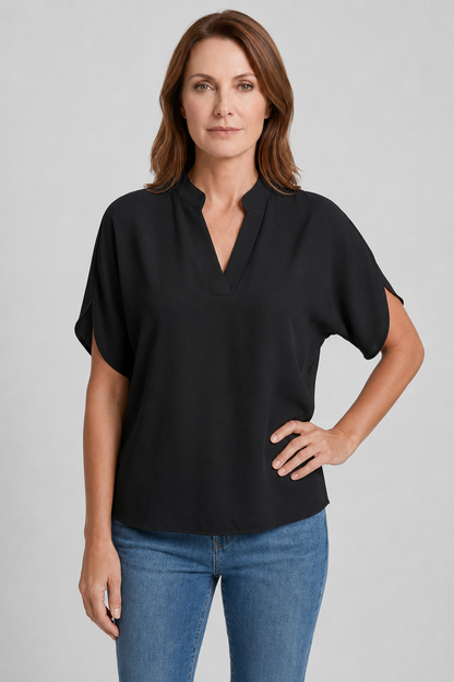 Elegant Summer Tops for Women | Lightweight White Blouse with V Neck & Short Sleeves for Effortless Style 3