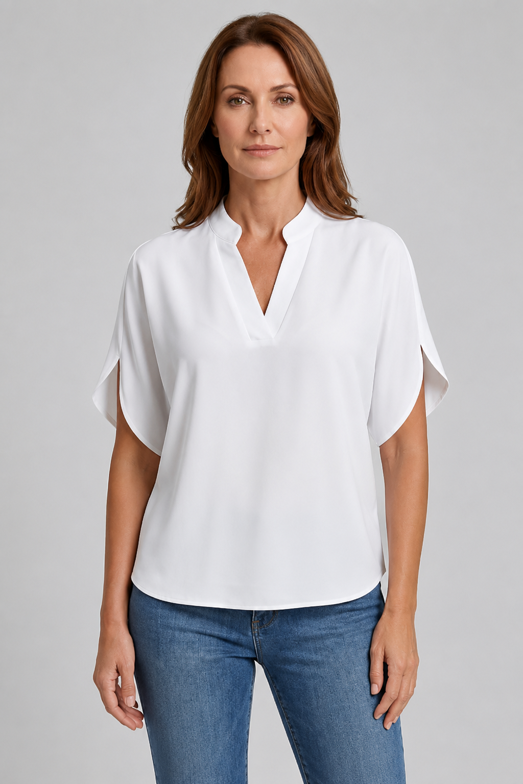 Elegant Summer Tops for Women | Lightweight White Blouse with V Neck & Short Sleeves for Effortless Style 2