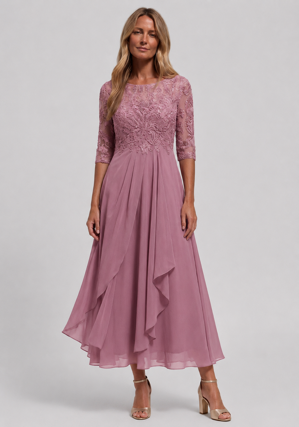 Embroidered Midi Dress | Women's Flared Formal Dress with Elegant Design | Perfect for Wedding Guests 5