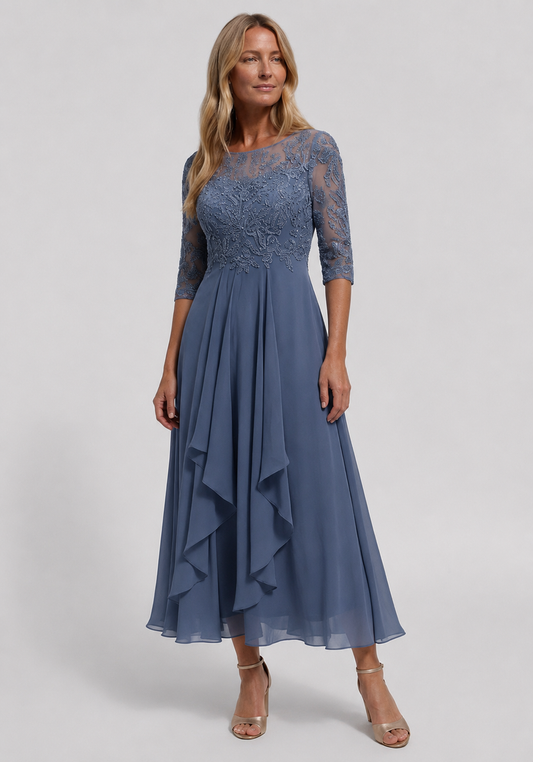 Embroidered Midi Dress | Women's Flared Formal Dress with Elegant Design | Perfect for Wedding Guests 1