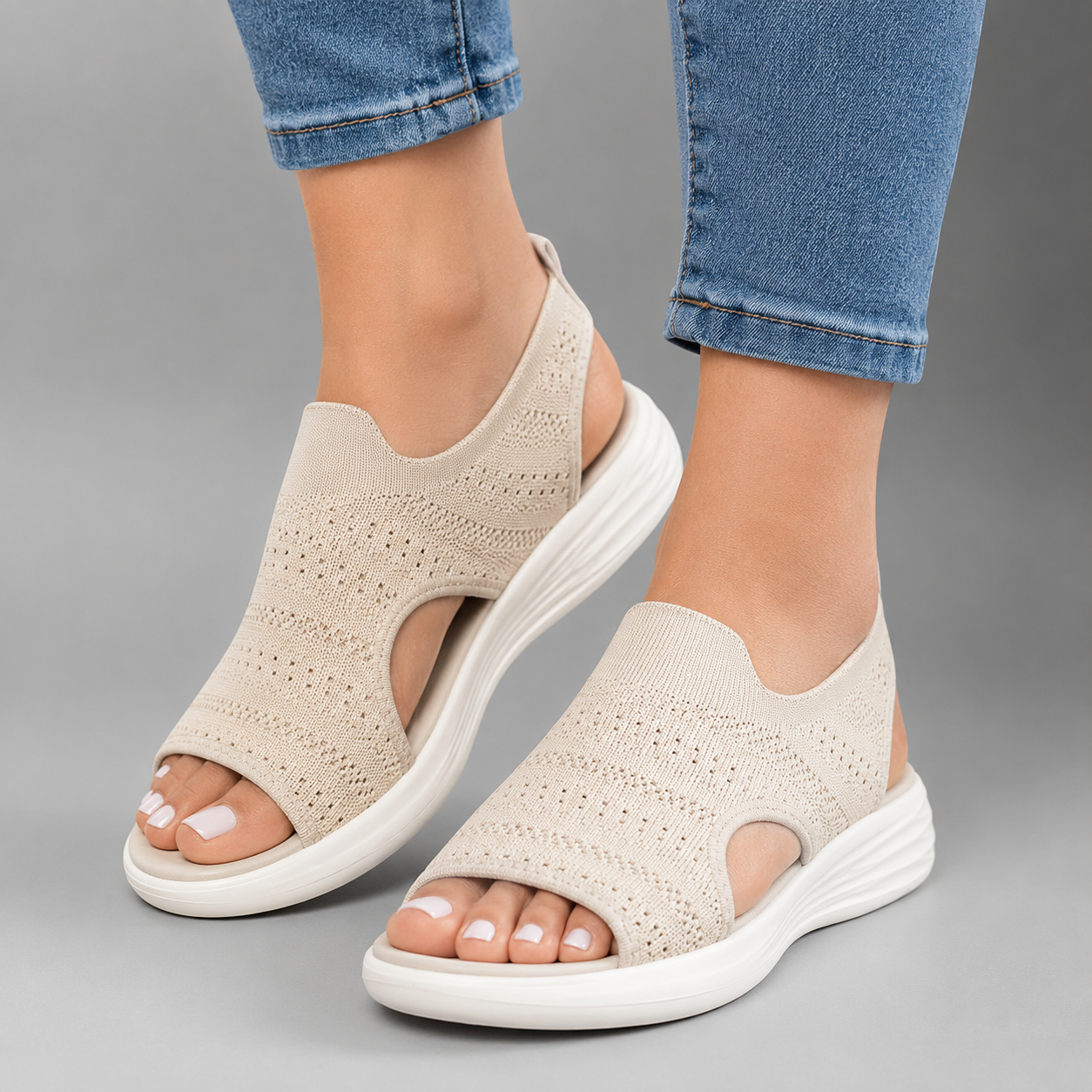 Breathable Knitted Mesh Platform Sandals for Women | Open-Toe Design for All-Day Comfort 2