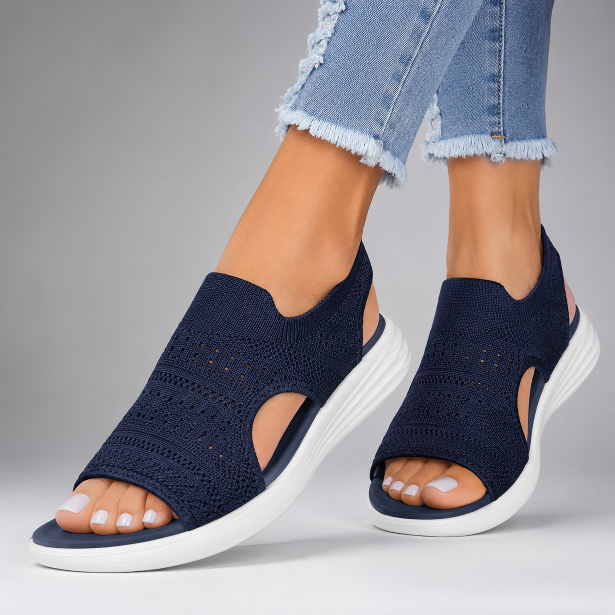 Breathable Knitted Mesh Platform Sandals for Women | Open-Toe Design for All-Day Comfort 4