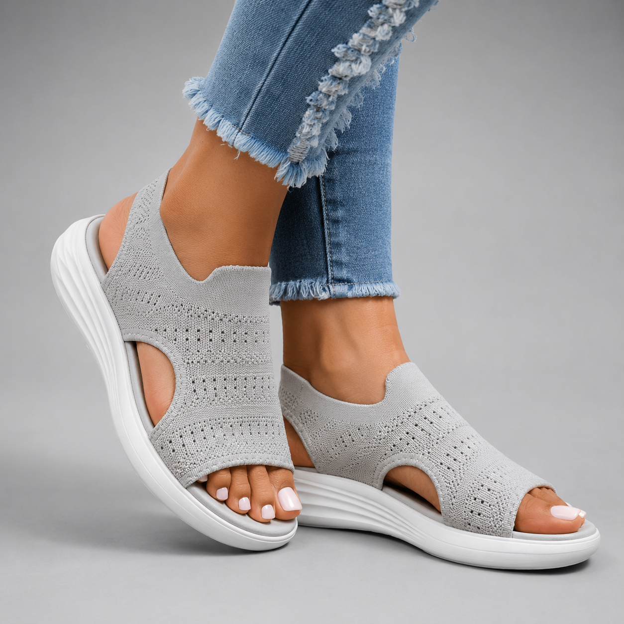Breathable Knitted Mesh Platform Sandals for Women | Open-Toe Design for All-Day Comfort 3