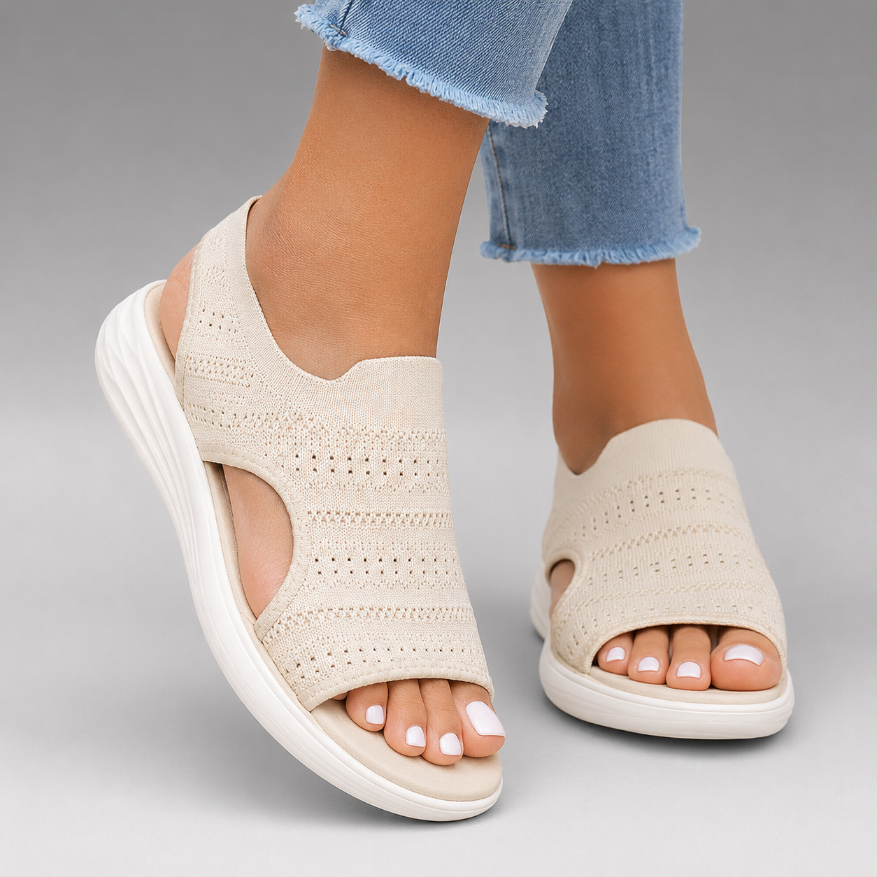 Breathable Knitted Mesh Platform Sandals for Women | Open-Toe Design for All-Day Comfort 6