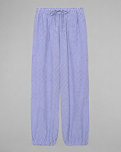 Women's Lightweight Red Plaid Lantern Pants – Drawstring Waist, Relaxed Fit