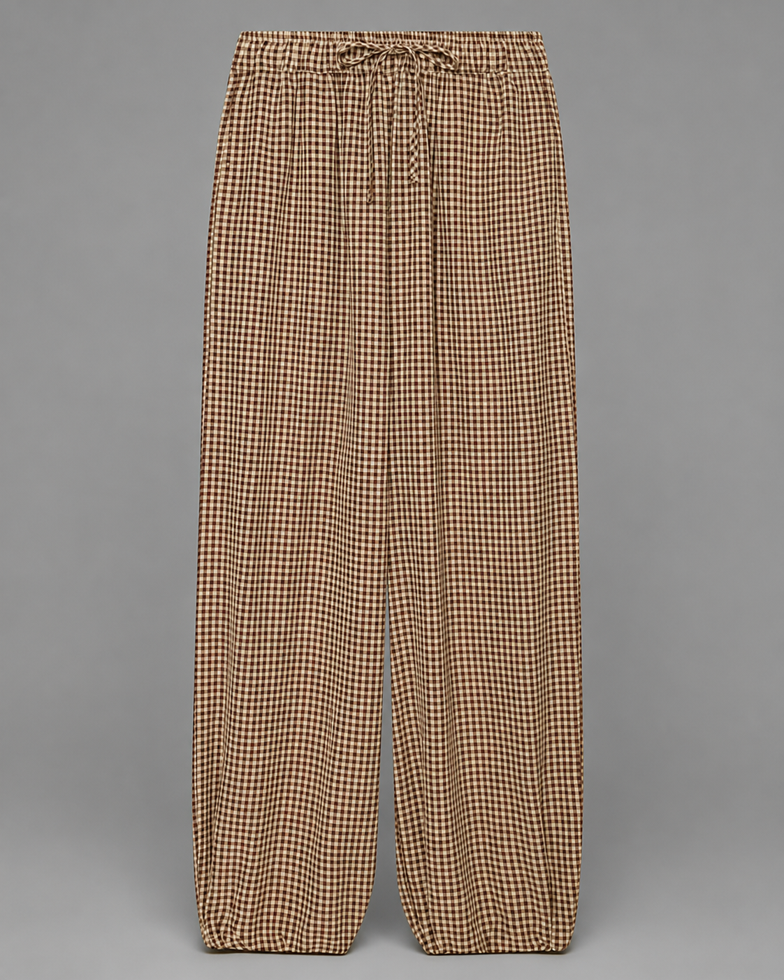 Women's Lightweight Red Plaid Lantern Pants – Drawstring Waist, Relaxed Fit