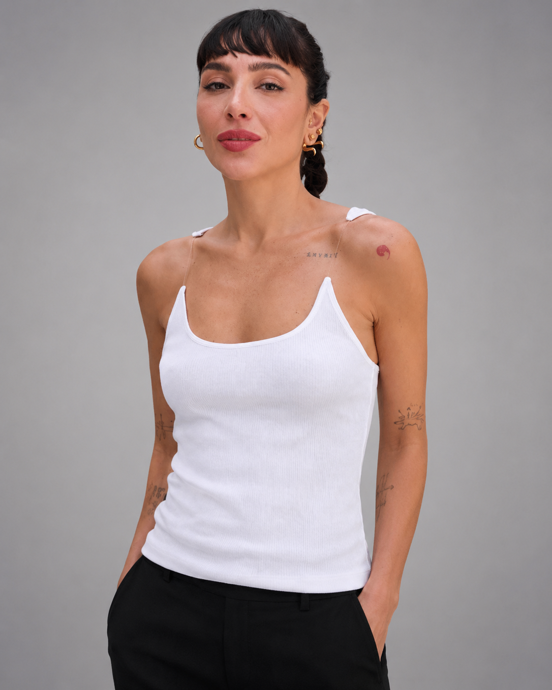 Women's Ribbed Tank Top – Invisible Straps, Comfortable Fit