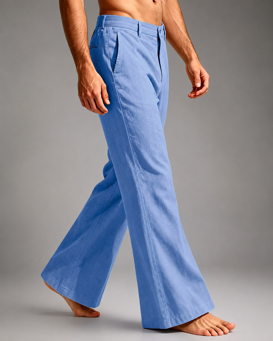 Men's Linen Blend Wide Leg Pants – High Waist Casual Fit