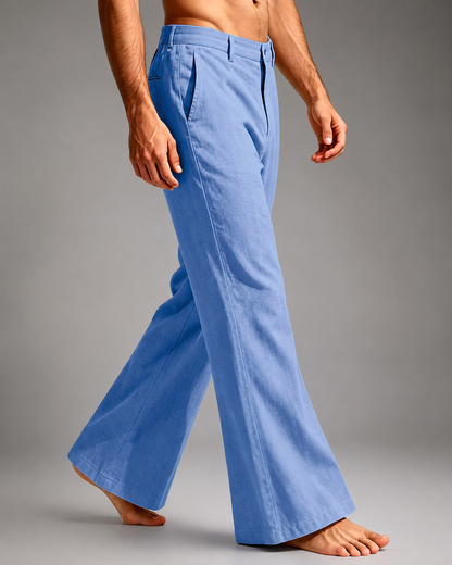 Men's Linen Blend Wide Leg Pants – High Waist Casual Fit