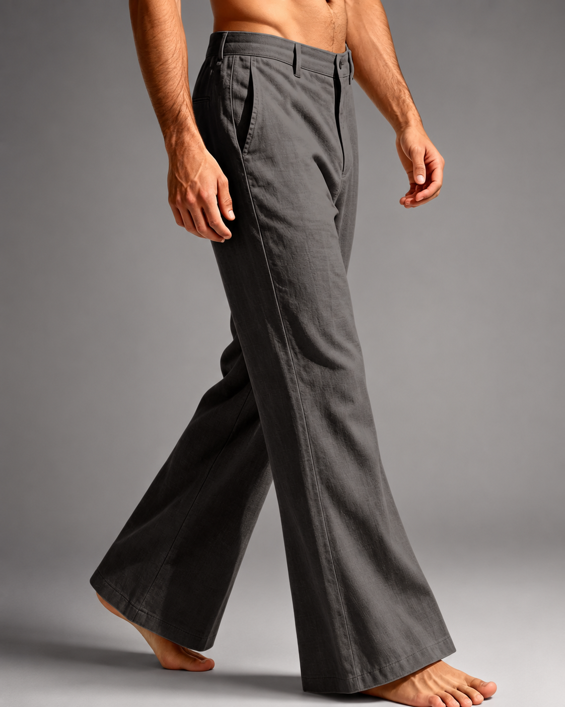 Men's Linen Blend Wide Leg Pants – High Waist Casual Fit