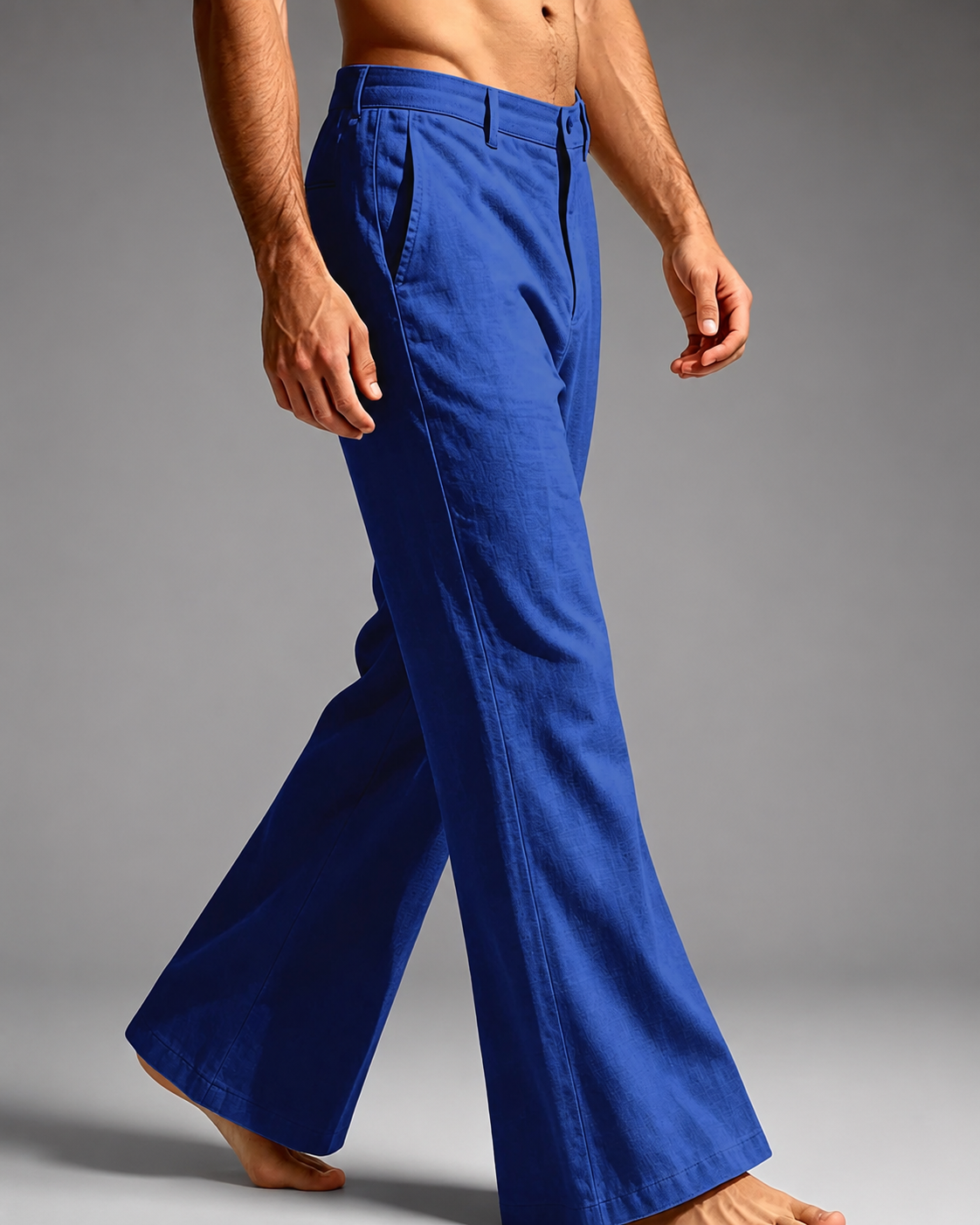 Men's Linen Blend Wide Leg Pants – High Waist Casual Fit
