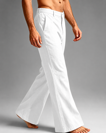 Men's Linen Blend Wide Leg Pants – High Waist Casual Fit