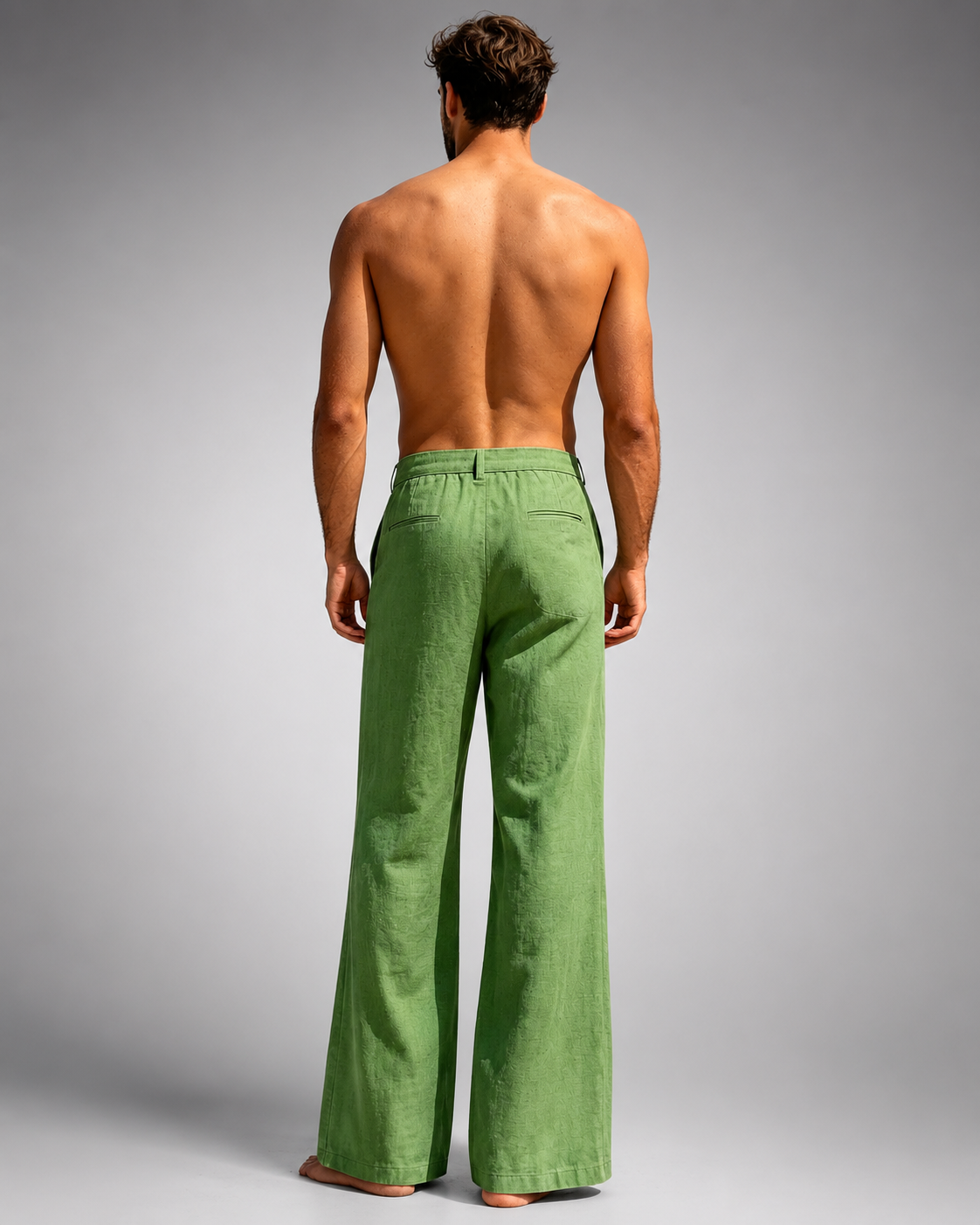 Men's Linen Blend Wide Leg Pants – High Waist Casual Fit