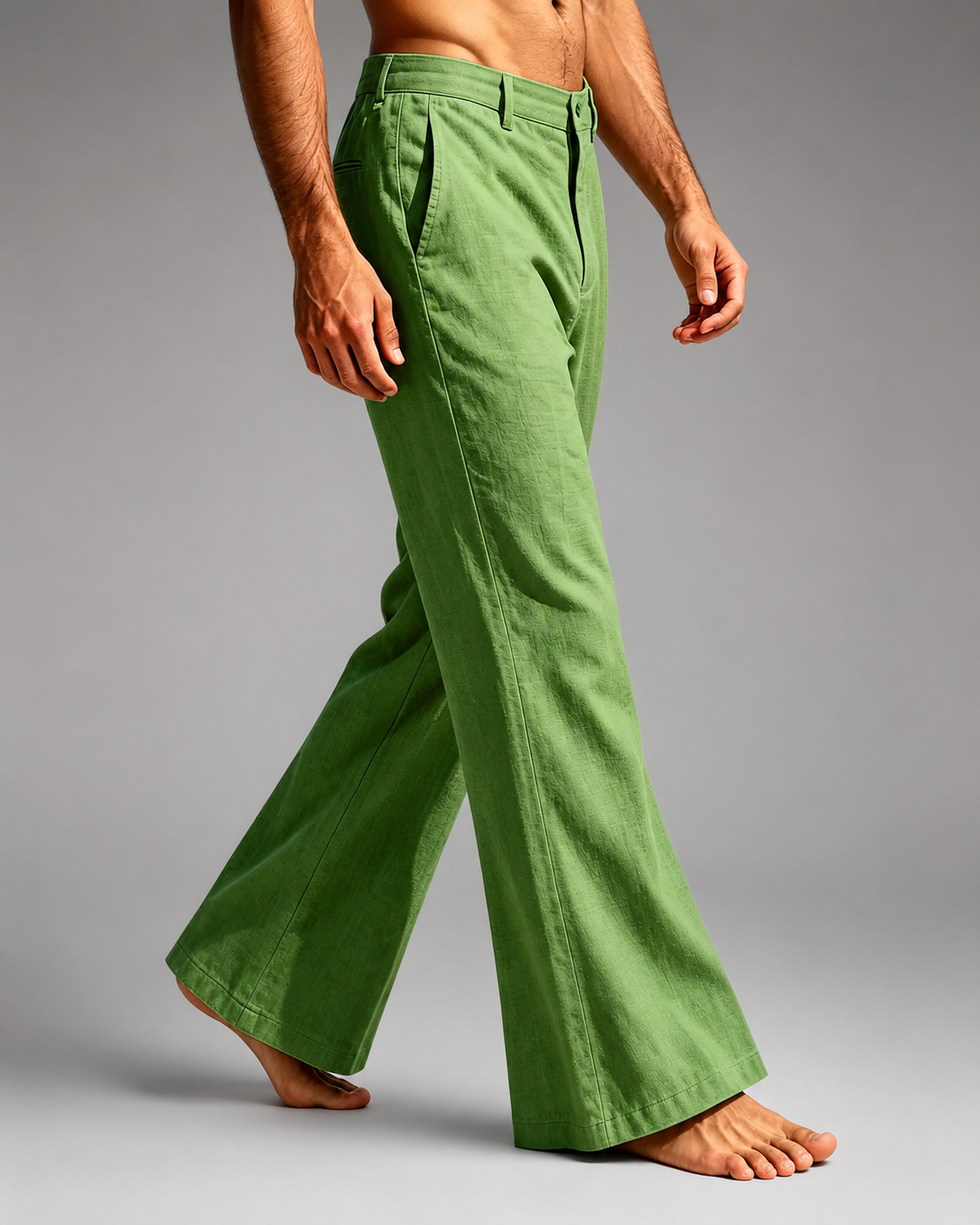 Men's Linen Blend Wide Leg Pants – High Waist Casual Fit