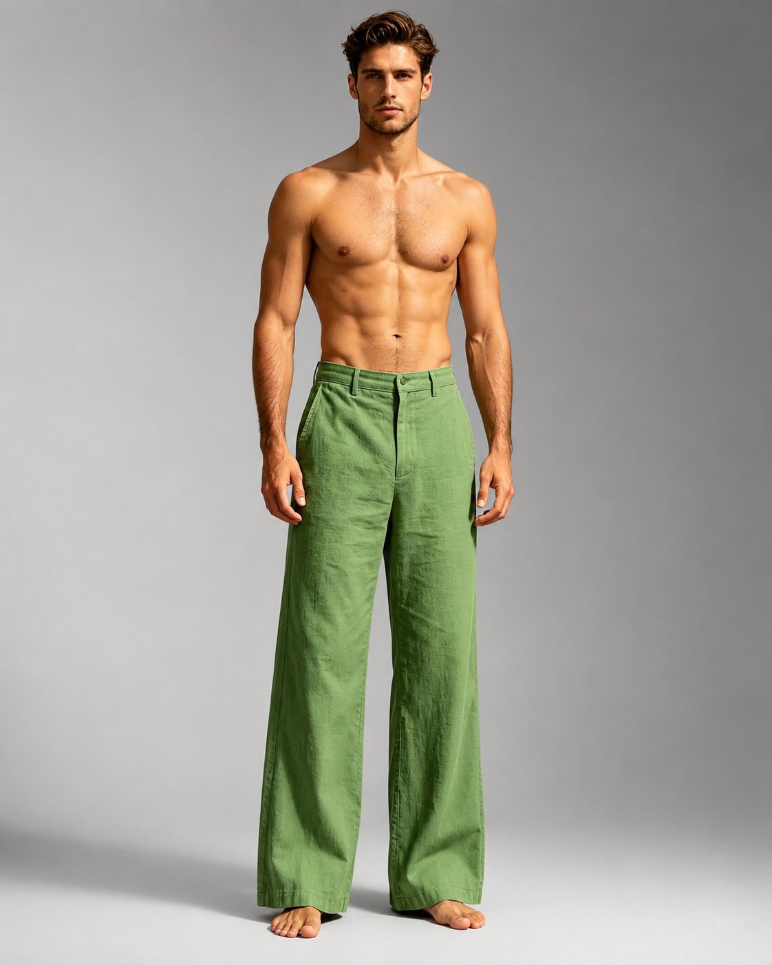 Men's Linen Blend Wide Leg Pants – High Waist Casual Fit