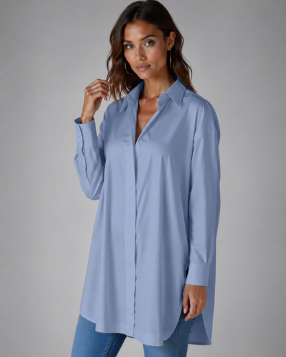 Women's Oversized Button Shirt Dress – Adjustable Side Slit – Summer Dress