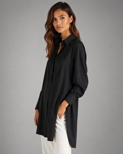 Women's Oversized Button Shirt Dress – Adjustable Side Slit – Summer Dress