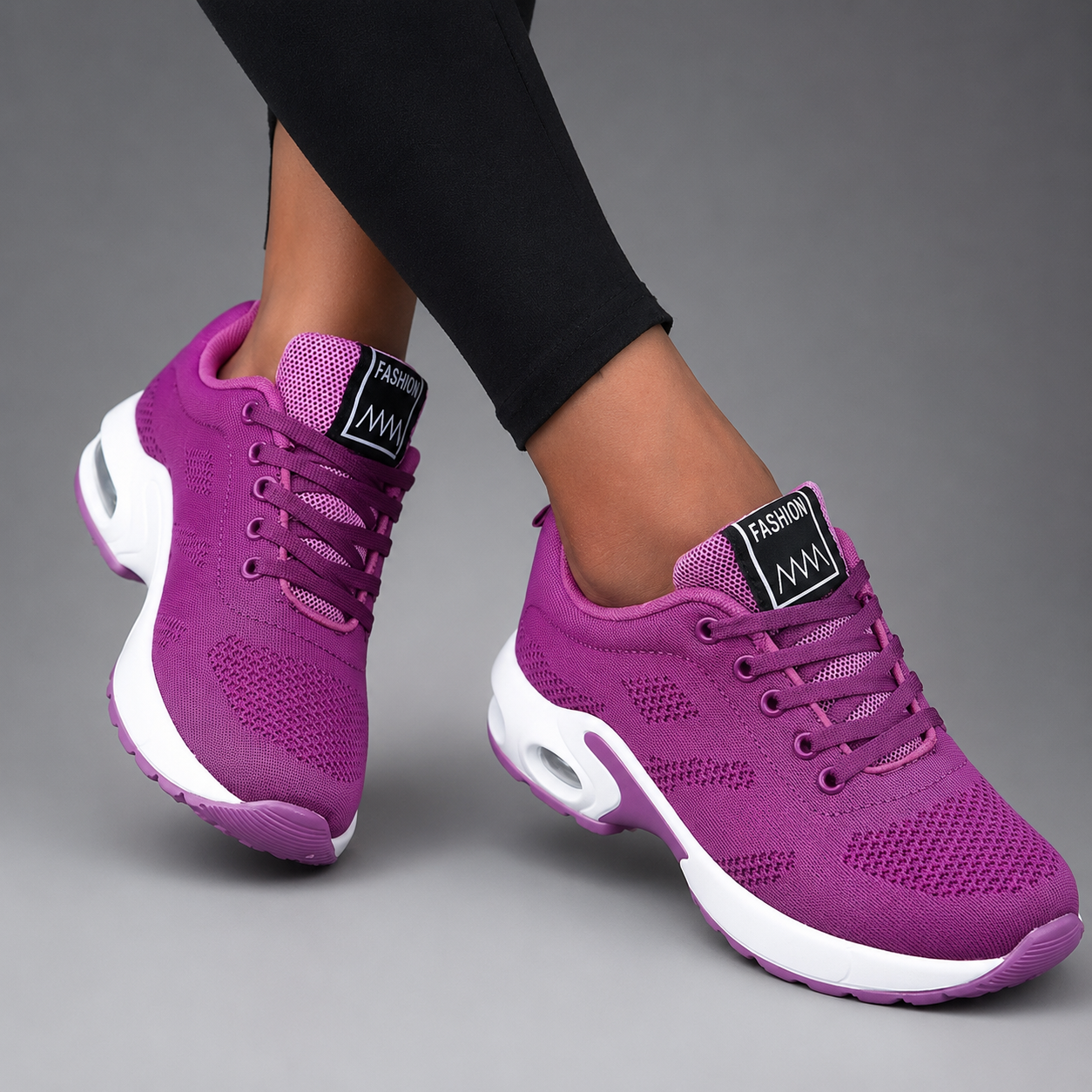 Women's Breathable Knit Walking Sneakers – Air Cushion Sole, Ergonomic Support