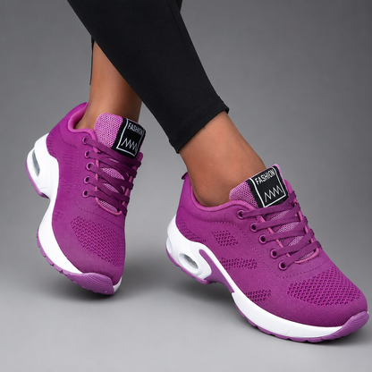 Women's Breathable Knit Walking Sneakers – Air Cushion Sole, Ergonomic Support