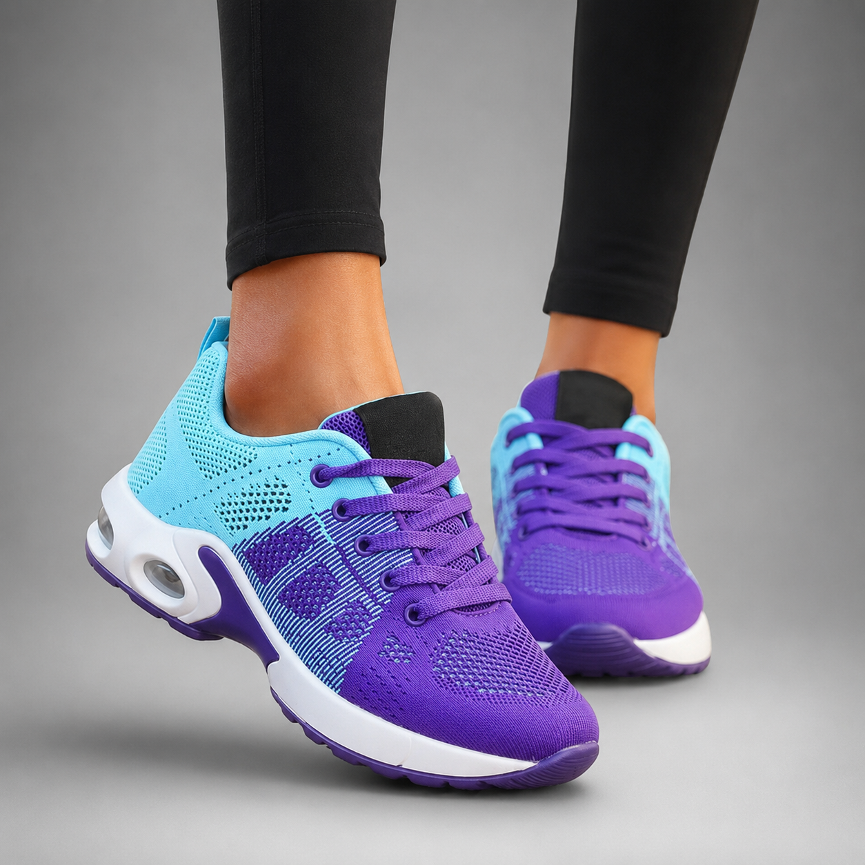 Women's Breathable Knit Walking Sneakers – Air Cushion Sole, Ergonomic Support